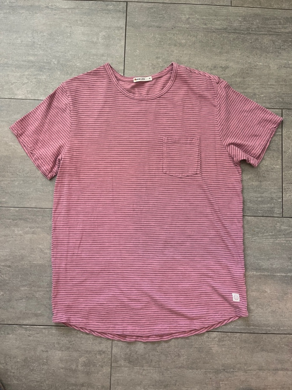 MARINE LAYER MENS CREWNECK STRIPED TSHIRT with pocket medium
